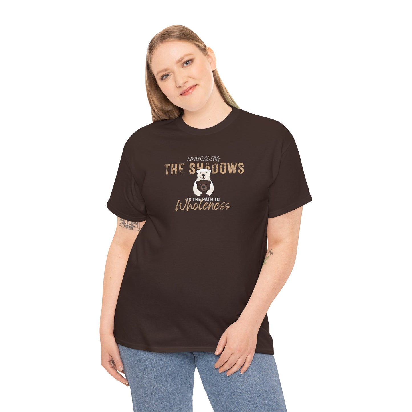 Heavy Cotton Tee — Bear "Embracing The Shadows" Graphic T-Shirt