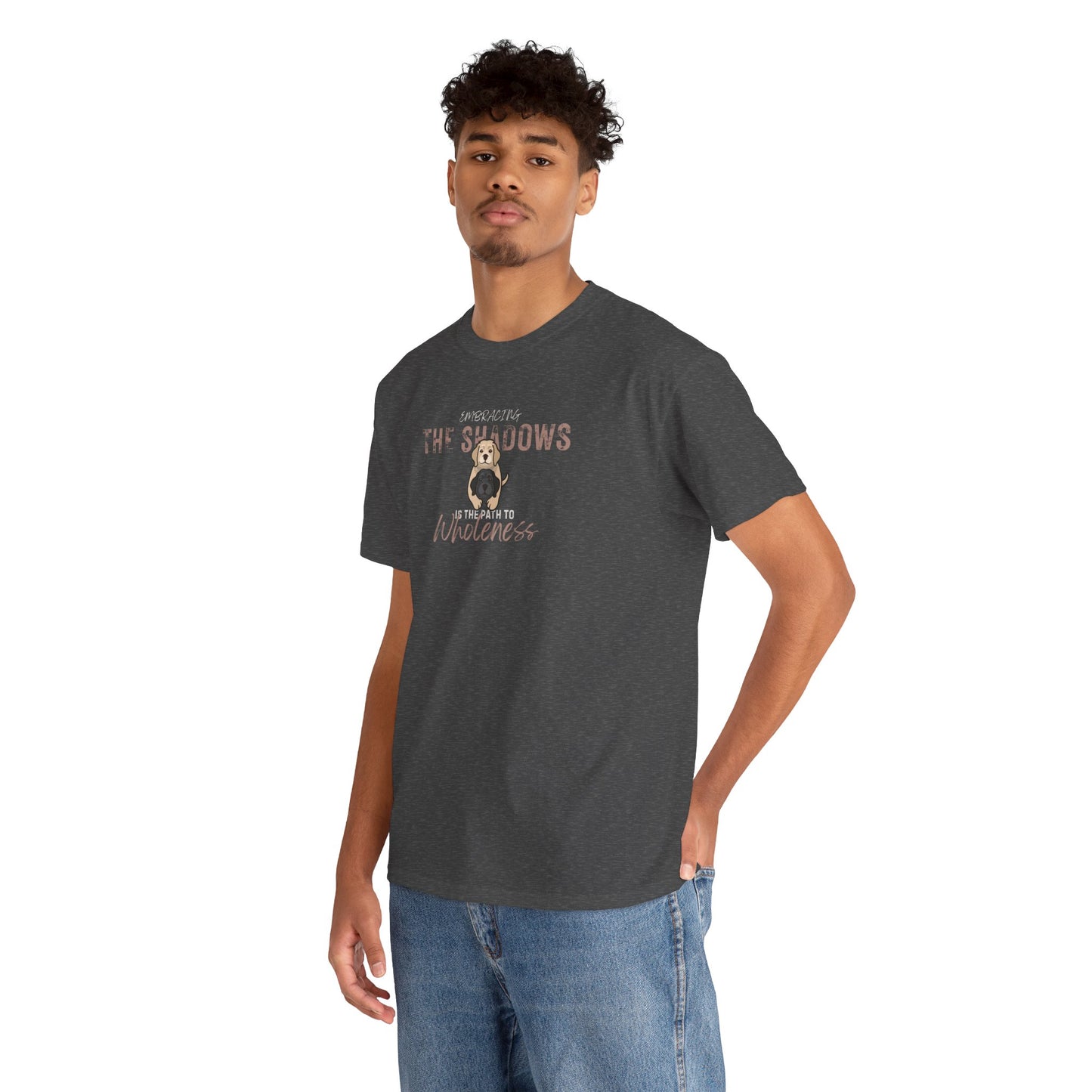 Heavy Cotton Tee — Labrador Dog "Embracing The Shadows" Graphic T-Shirt