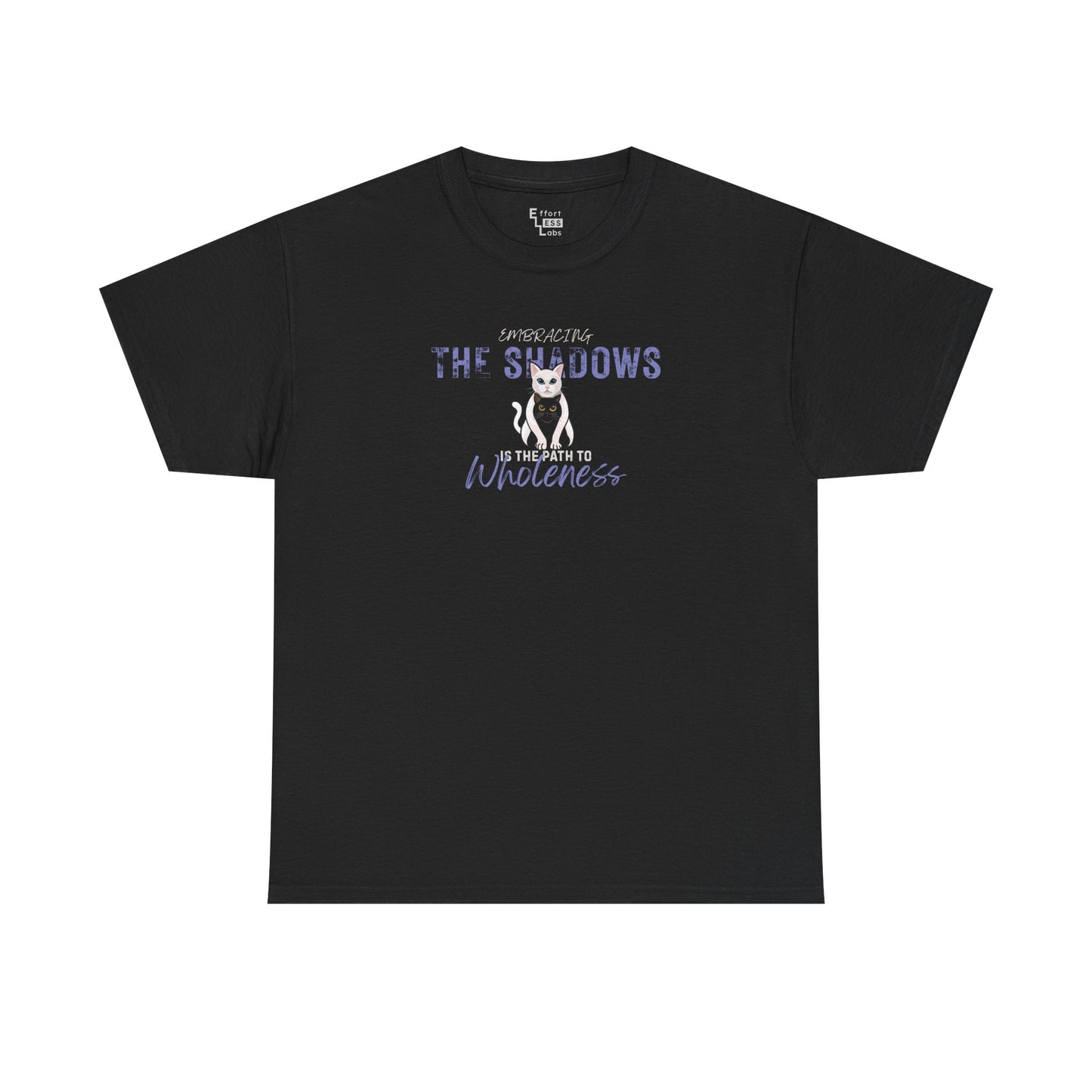 Heavy Cotton Tee — Cat "Embracing The Shadows" Graphic T-Shirt