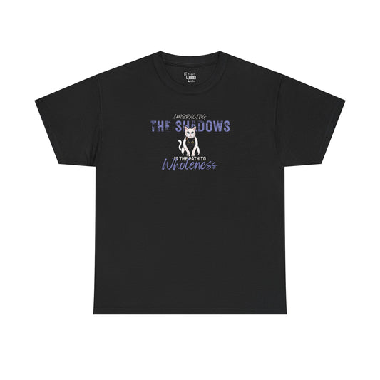 Heavy Cotton Tee — Cat "Embracing The Shadows" Graphic T-Shirt
