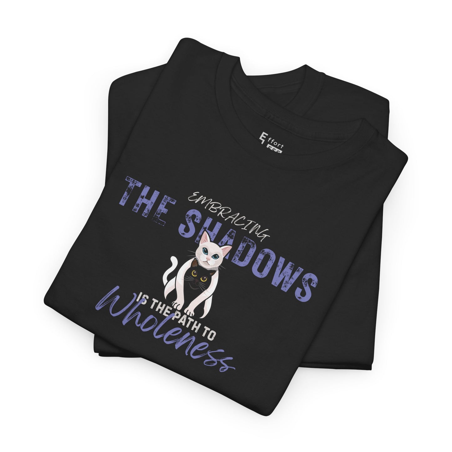 Heavy Cotton Tee — Cat "Embracing The Shadows" Graphic T-Shirt