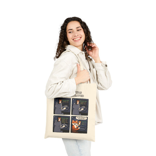 Canvas Tote Bag — Funny Cat Comic "When I Was Being Created" Eco Grocery Bag