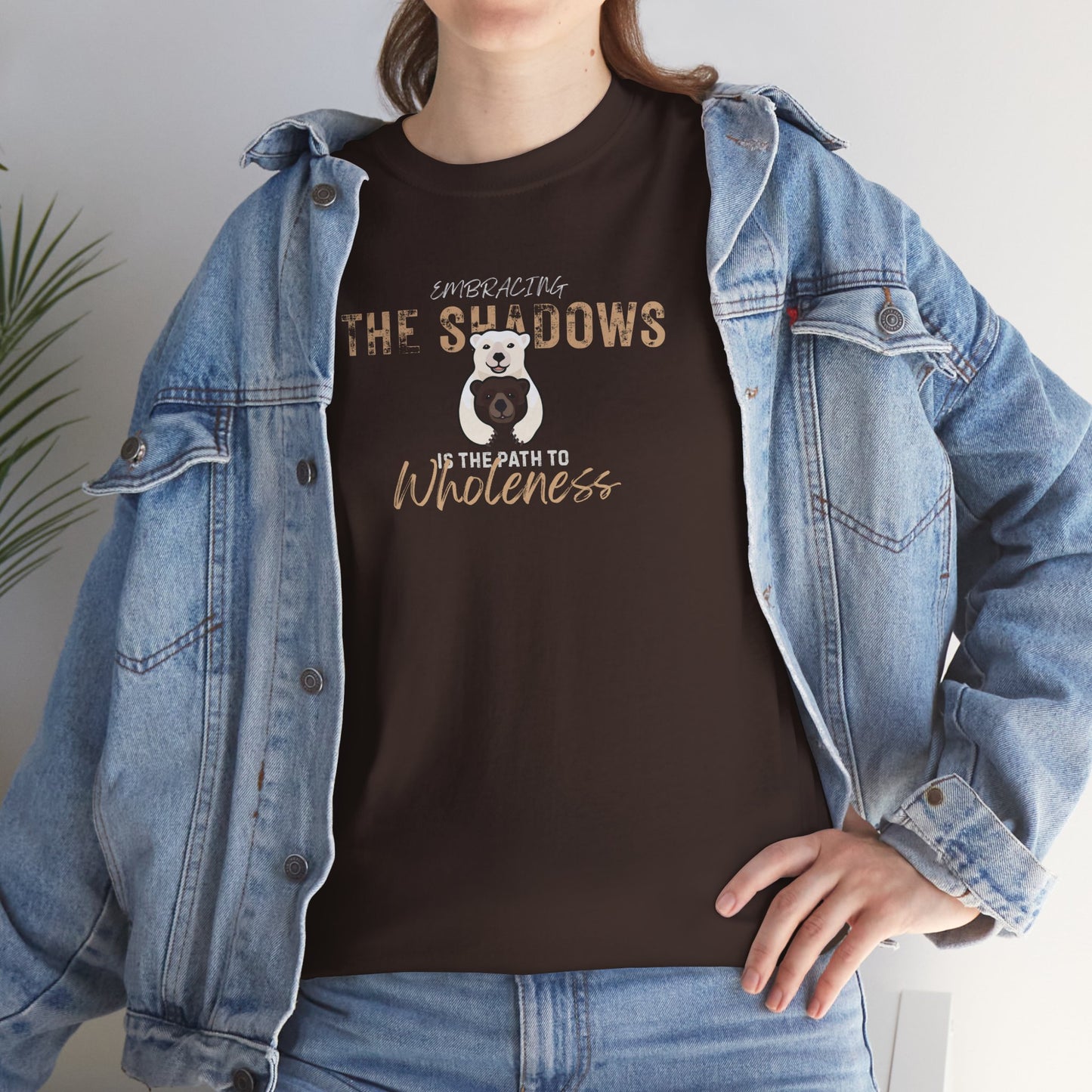 Heavy Cotton Tee — Bear "Embracing The Shadows" Graphic T-Shirt