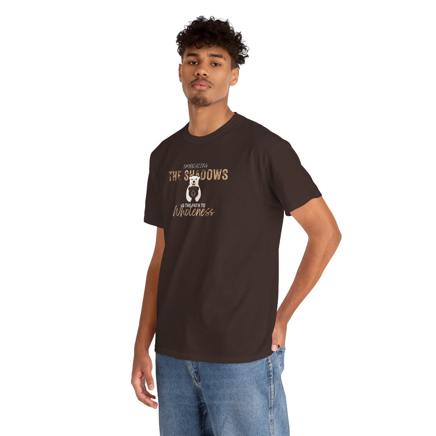 Heavy Cotton Tee — Bear "Embracing The Shadows" Graphic T-Shirt
